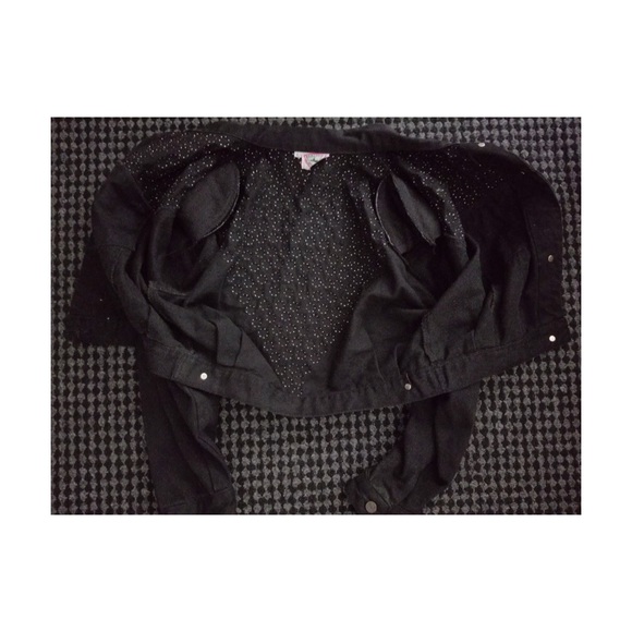 Vintage 80s PUNK Atomic Space Age MOD Black Denim Jacket Studded w/Mirrors wOw! - Picture 12 of 14